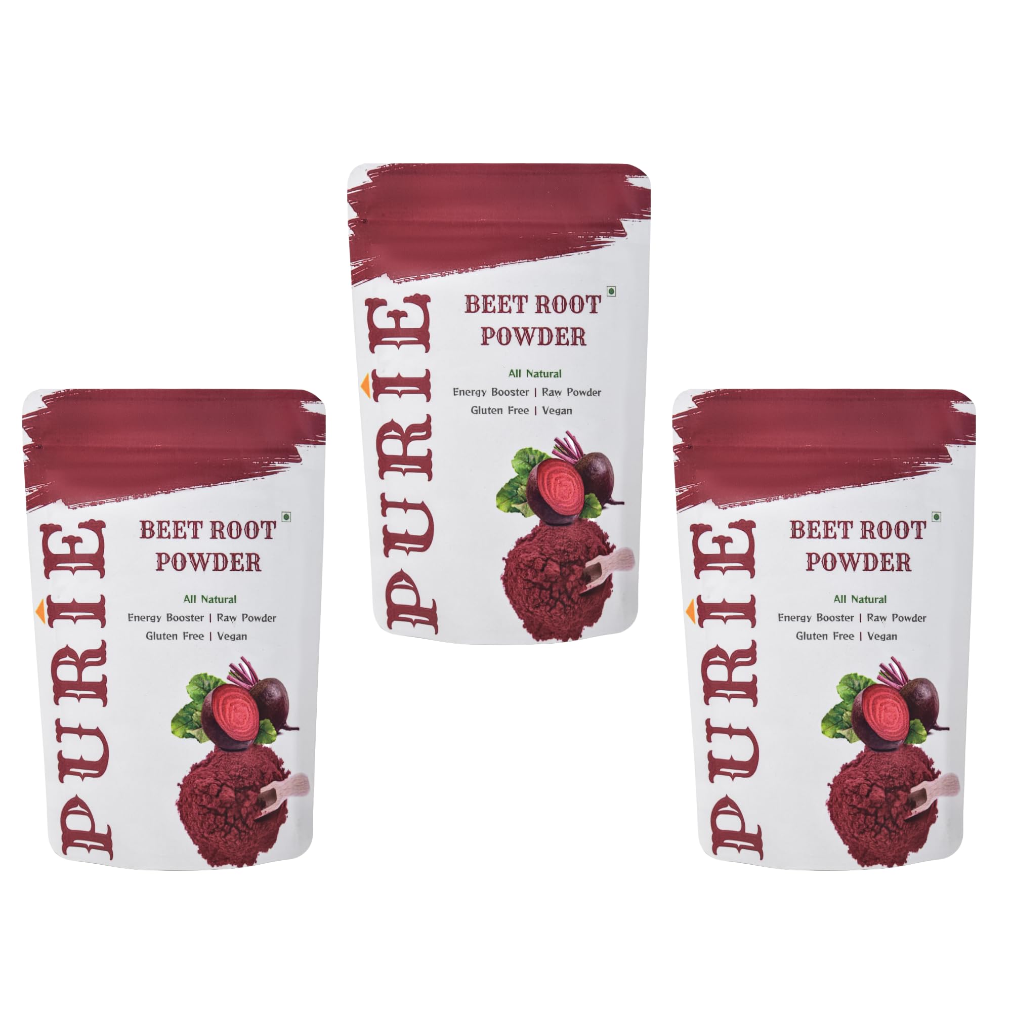 PURIE Beetroot Powder (200g) | Natural Beetroot Powder For Face, Skin & Hair | 100% Pure & High Natural Antioxidants | Boost Energy, Pack of 3