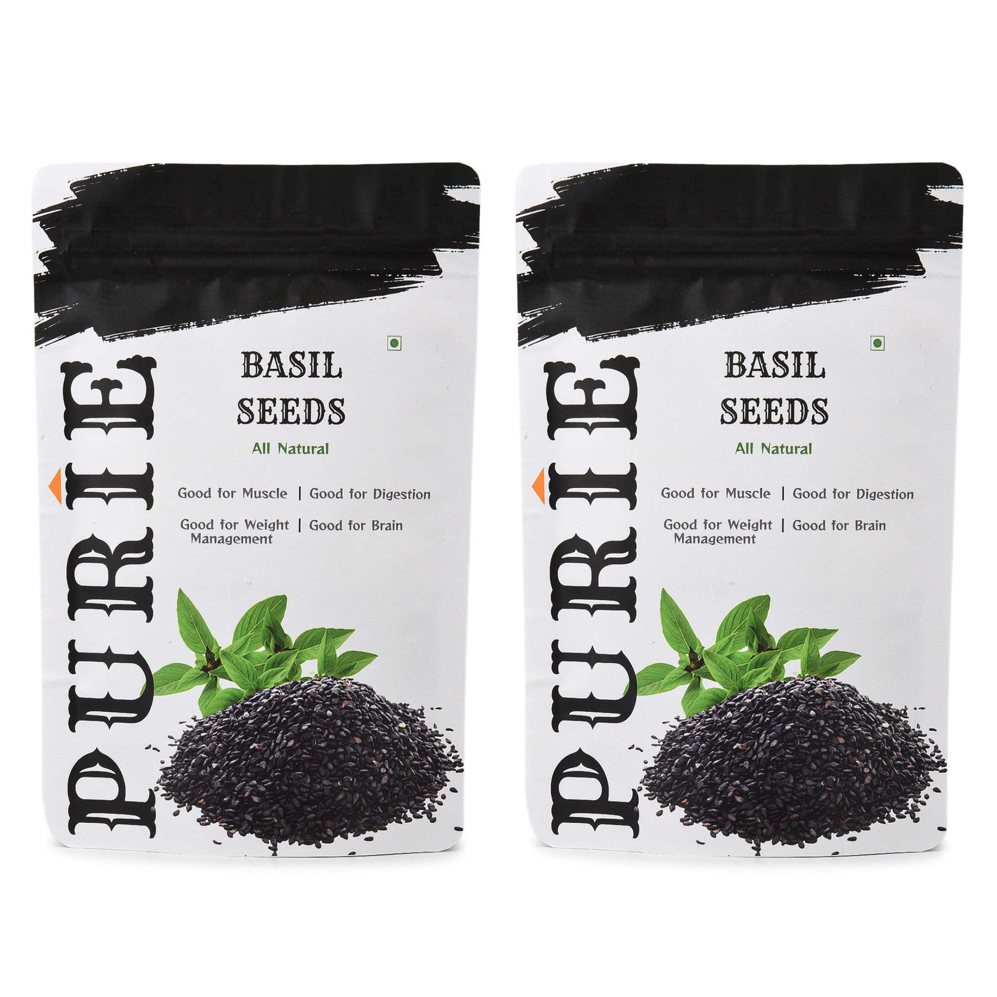 Purie Basil Seeds (Sabja seeds) 250g | Rich in Fibre & Omega-3 | Natural Weight Loss & Digestion Support | Healthy Drinks, Smoothies & Recipes | Cooling Superfood for Summer | Tukmaria Seeds, Pack of 2