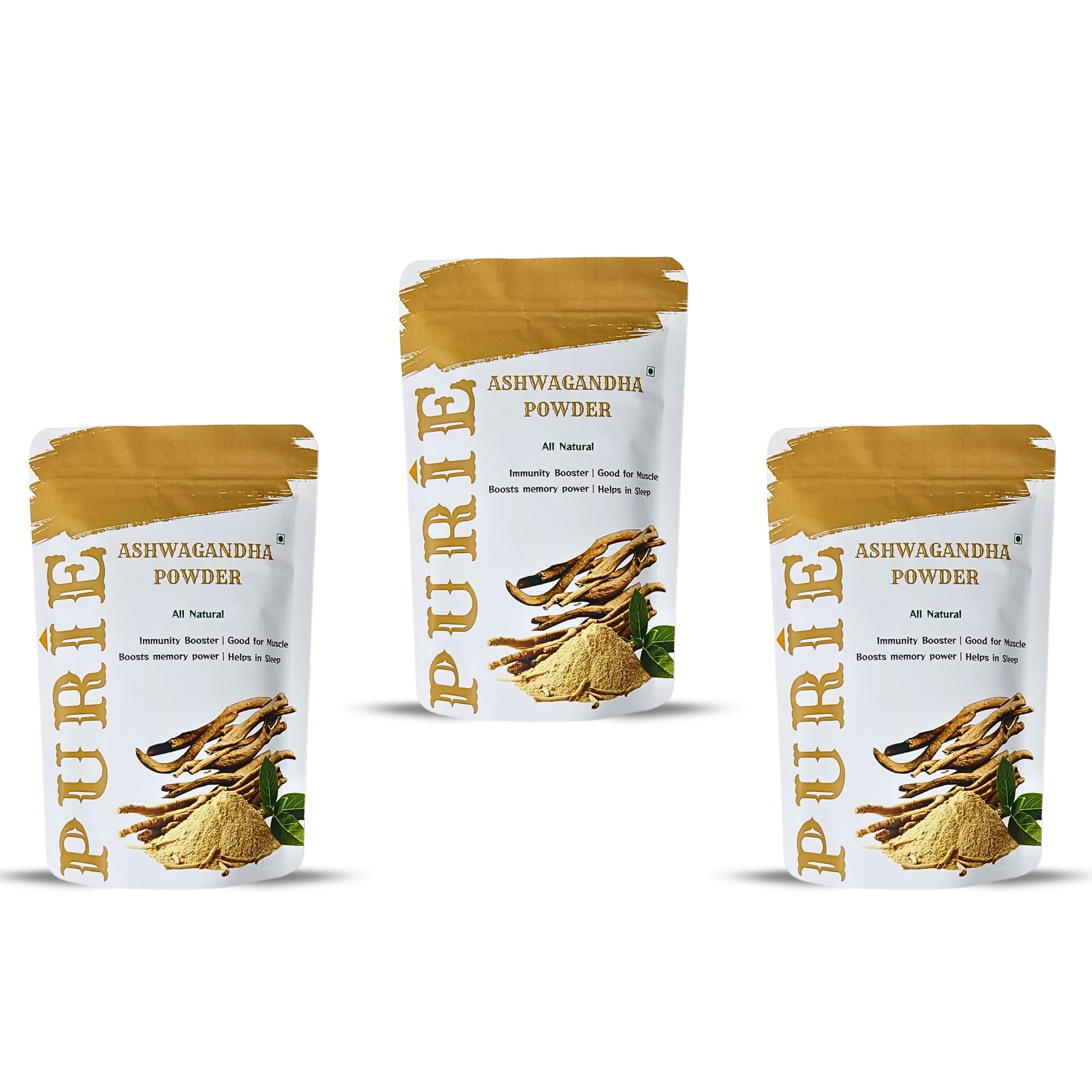 PURIE Ashwagandha Powder 200 Grams | Withania Somnifera | Pure Ashwagandha Powder Organic May Support Muscle Recovery & Boost Energy Level | Strength & Stress Management, Pack of 3