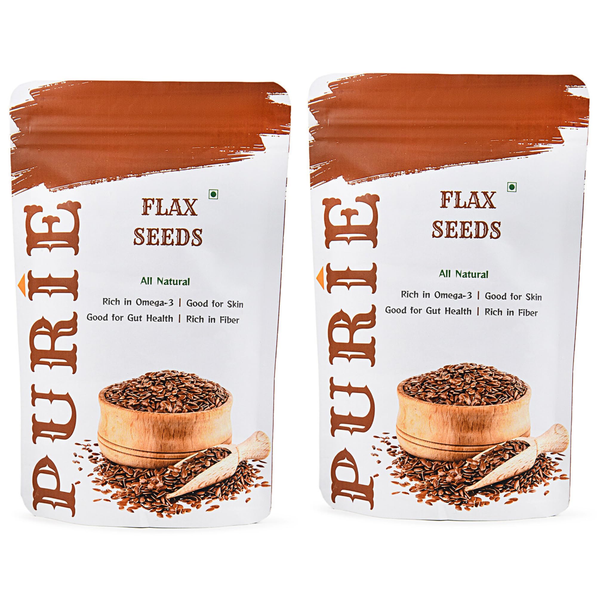 PURIE Flax Seeds 200g - Alsi Seeds | 100% Organic Flax Seeds for Hair Growth | Raw Seeds for Eating | Source of Iron & Dietary Fibre | Rich in Protein and Antioxidant, Pack of 2