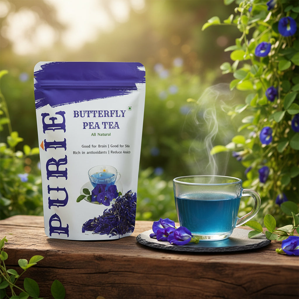 PURIE Butterfly Pea Tea - 50g | Aparajita & Shankhpushpi | Caffeine-Free Blue Tea | Herbal Detox Tea | Natural Antioxidant